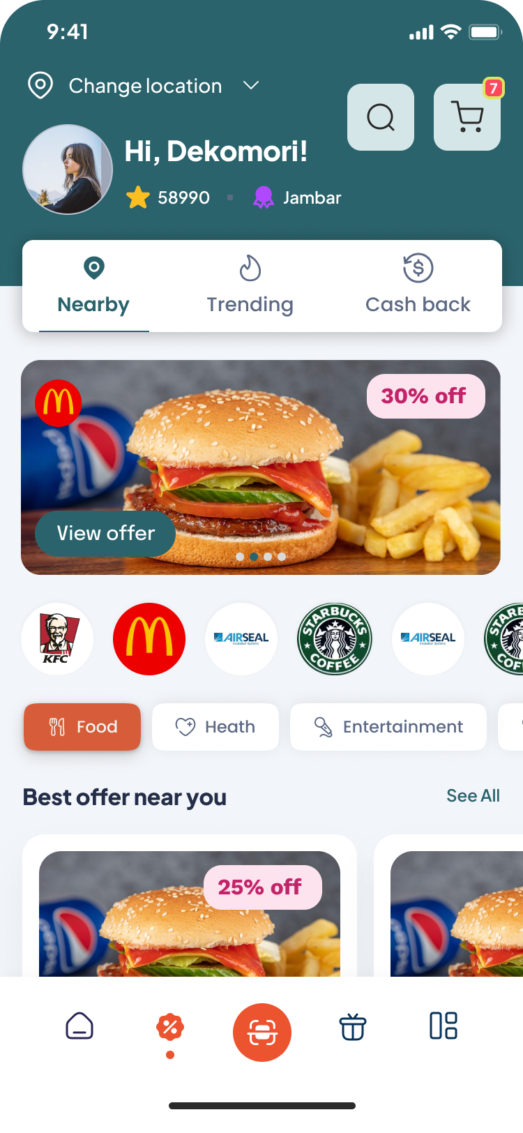 Mobile app right screen